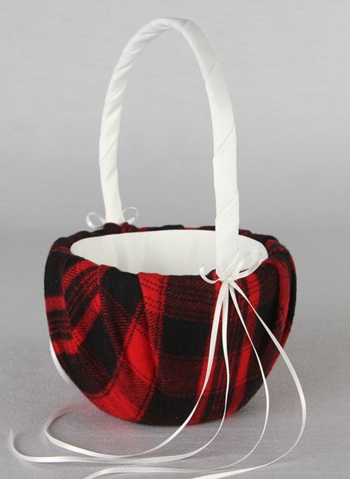 Aspen Plaid Flower Girl Basket (Multiple Colors Available) - Alternate Image 2 | My Wedding Favors