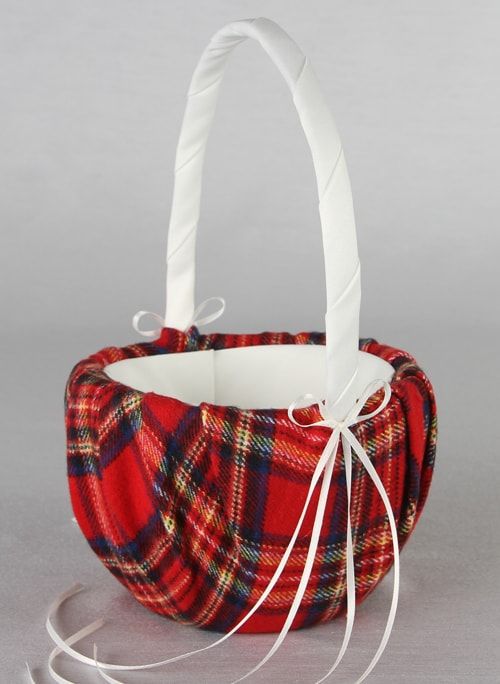 Aspen Plaid Flower Girl Basket (Multiple Colors Available) - Main Image | My Wedding Favors