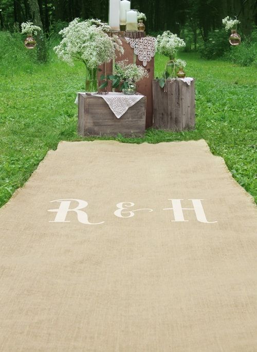 Personalized Initial Burlap Aisle Runner - Main Image | My Wedding Favors