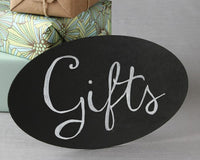 Thumbnail for Oval Chalkboard Sign with Easel - Main Image | My Wedding Favors