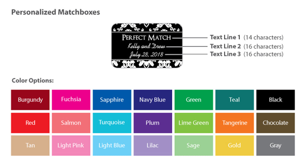 Personalized Silhouette Collection Black Matchboxes (Set of 50) - Alternate Image 5 | My Wedding Favors