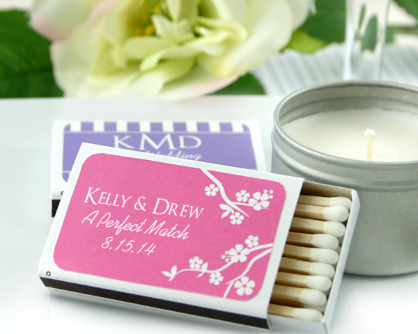 Personalized Silhouette Collection White Matchboxes (Set of 50) - Main Image | My Wedding Favors