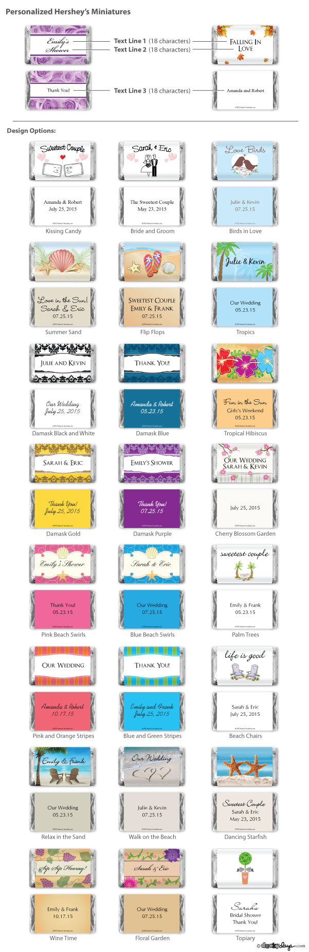 Personalized Hershey's Mini's (Many Designs Available) - Alternate Image 2 | My Wedding Favors