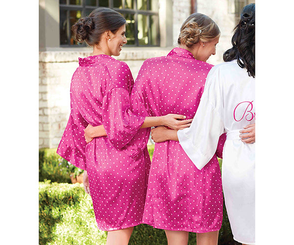 Fuchsia Satin Bridesmaids Robe (Personalization Available)
