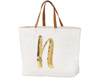 Thumbnail for Initial Sequin Jute Tote