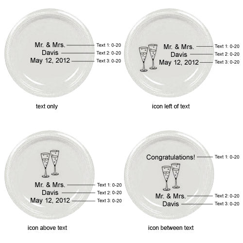Personalized 7" Plastic Round Wedding Plates - Alternate Image 3 | My Wedding Favors