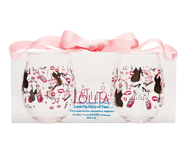 Sassy Diva Acrylic Stemless Wine Glass Set