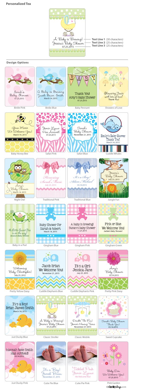 Personalized Baby Tea Favor (Many Designs Available) - Alternate Image 2 | My Wedding Favors